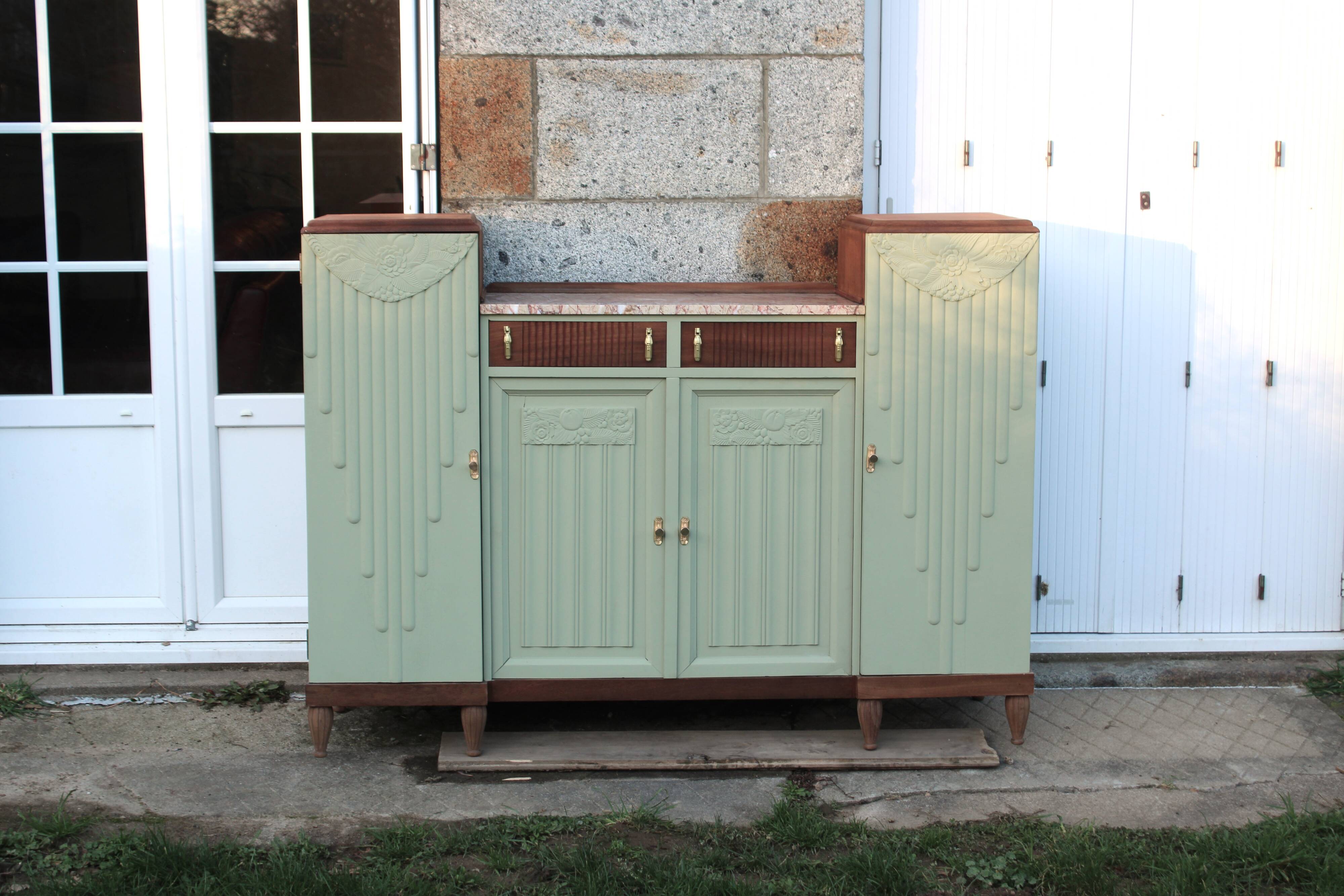 Renovated antique Art Deco sideboard – Lizard Green (Pure & Paint)