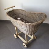 Wicker pram on wheels