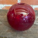 Vintage 1970s Murano Red Bubble Glass Ball Vase Soliflore