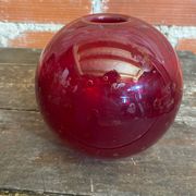 Vintage 1970s Murano Red Bubble Glass Ball Vase Soliflore