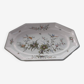 Large octagonal earthenware dish Lallier in Moustiers