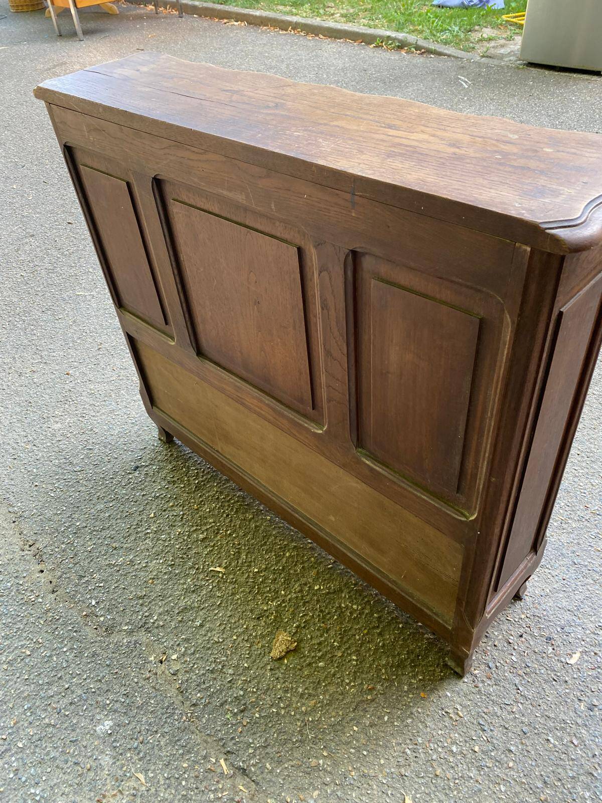 Bibus Louis XV bookcase in solid wood, dark oak finish, 19th century