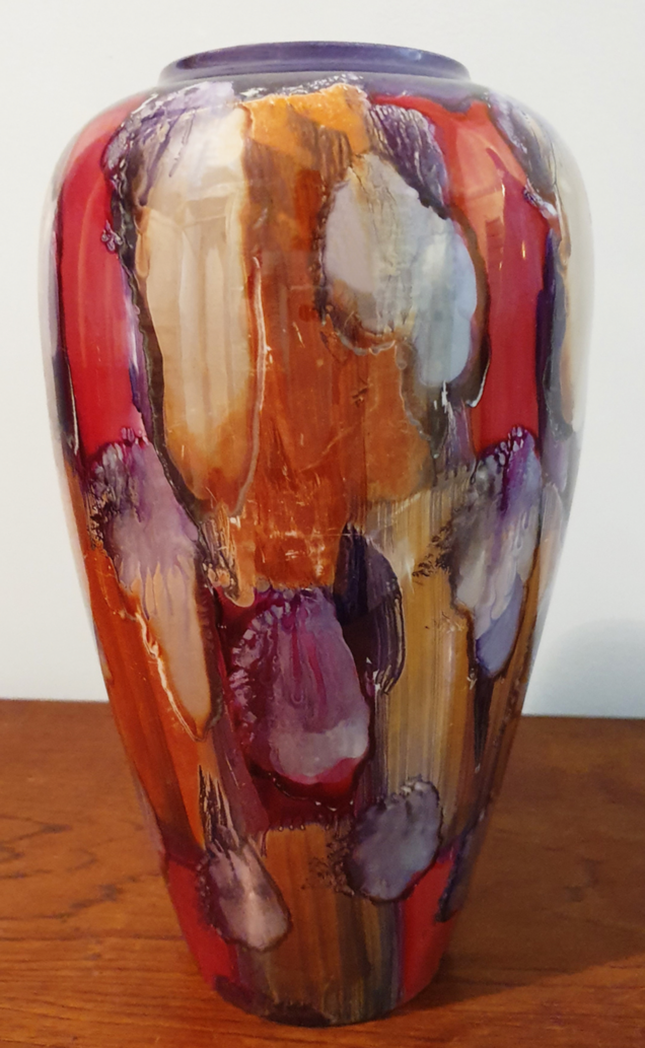 Vase balustre italien céramique en porcelaine colorée années 60