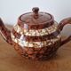Brown ceramic teapot Sarreguemines model Mary Digoin