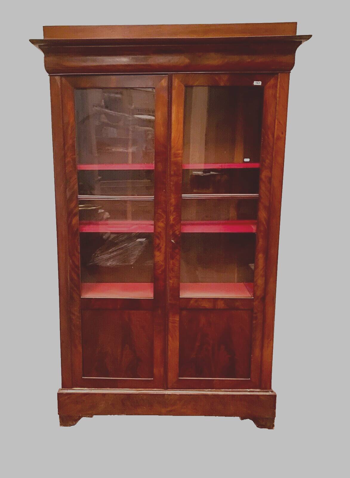 Louis Philippe display case in mahogany and mahogany veneer 19th century