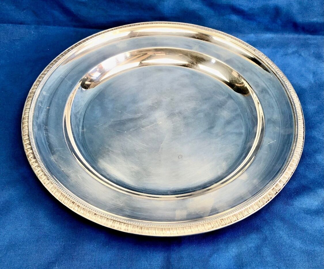 Round semi-hollow plate silver-plated Gallia Christofle Malmaison Empire