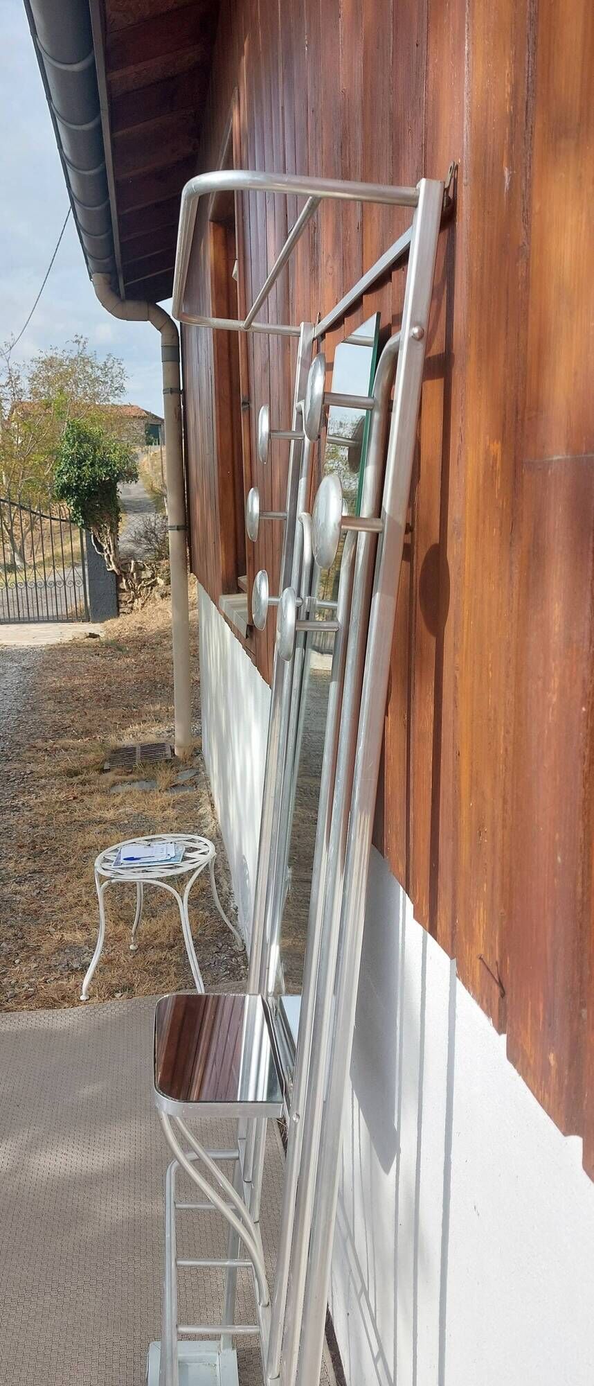 aluminium entrance coat rack, hooks, vintage, industrial