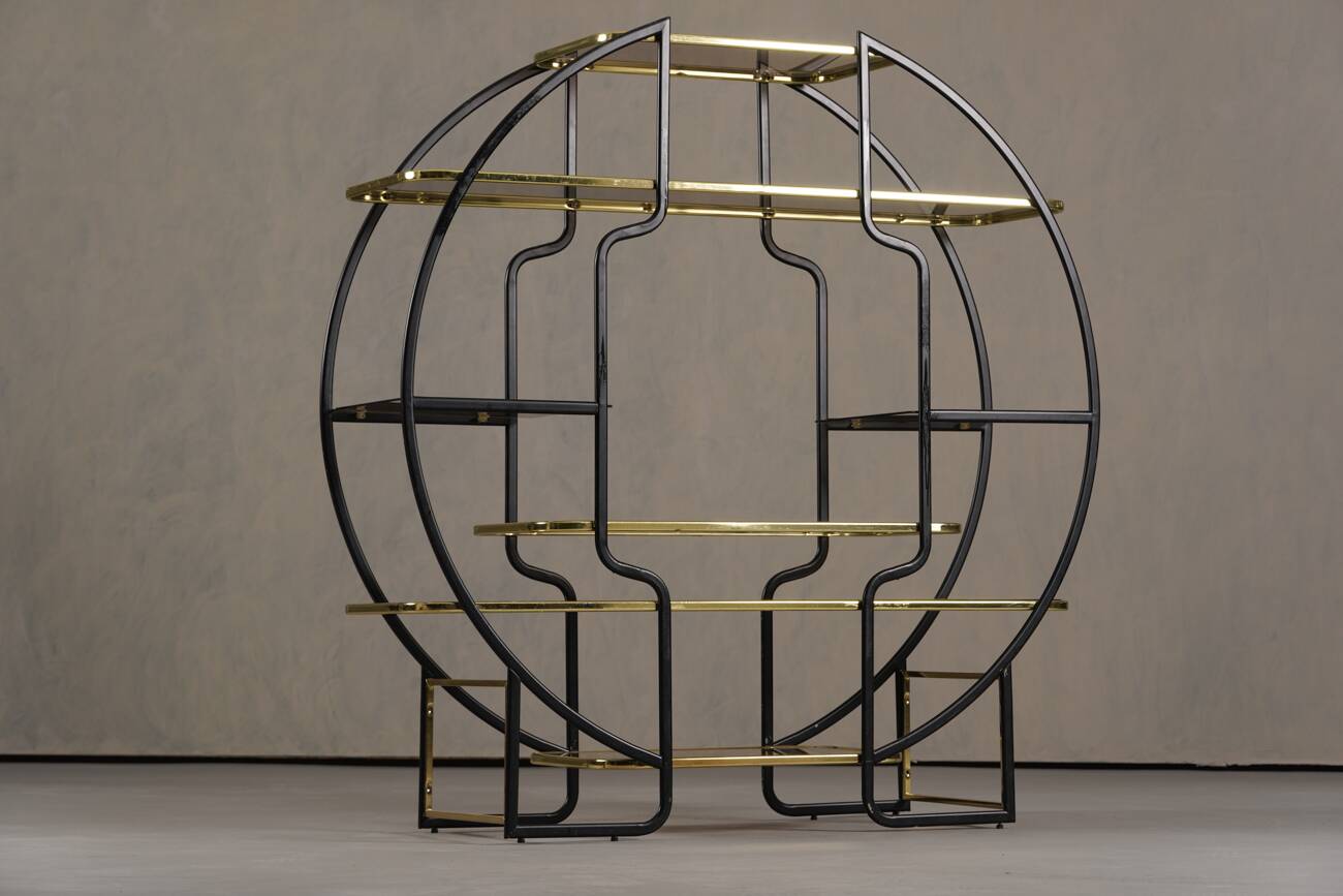 Vintage Hollywood Regency etagere shelf, Italy 1970s