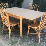 Vintage bamboo and wicker folding table Dal Vera 1970