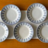 5 old GIEN earthenware soup plates