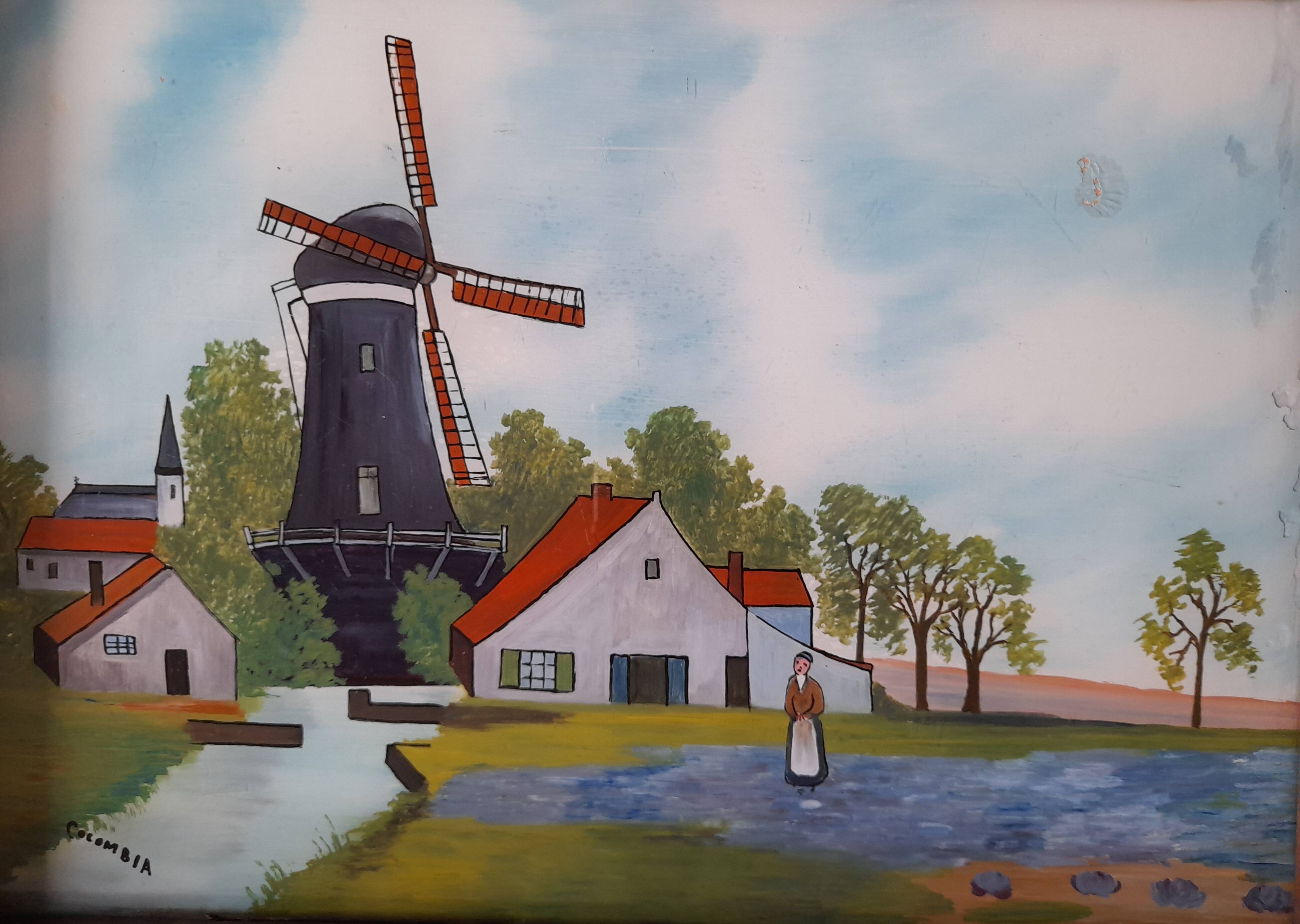 1930s tray, glass, painted wood