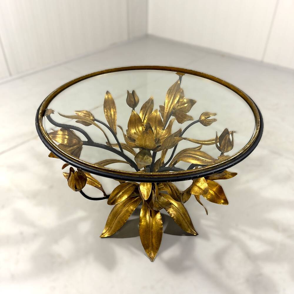 Hans Kögl gilded metal and glass coffee / side table