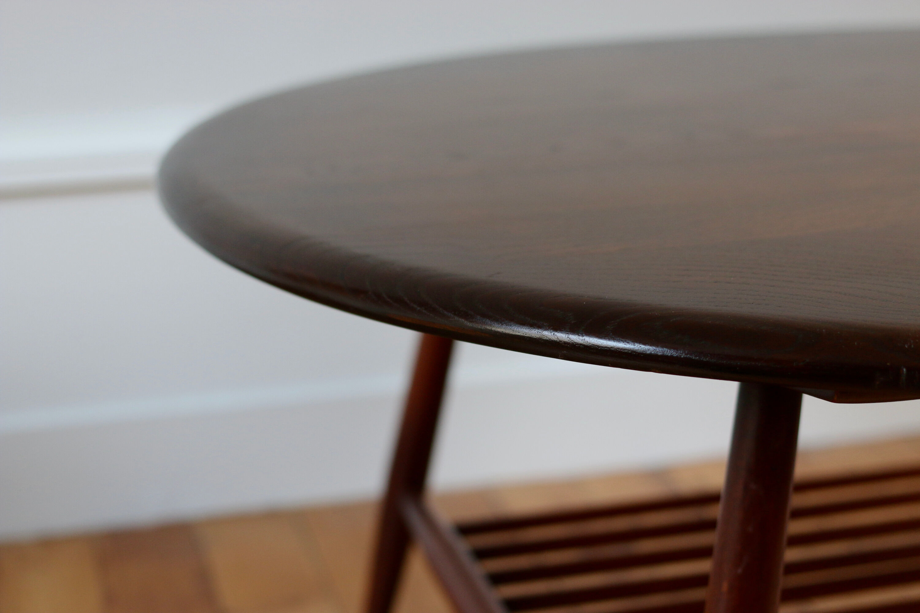 Vintage oval Scandinavian coffee table Ercol 1960