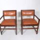 Pair of small leather dining seats or chairs by Edward Wormley