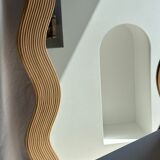 Zigzag rattan foot mirror H:182cm