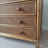 Bamboo and rattan chest of drawers, 70's