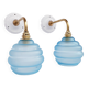 Vintage brass and blue glass wall lights
