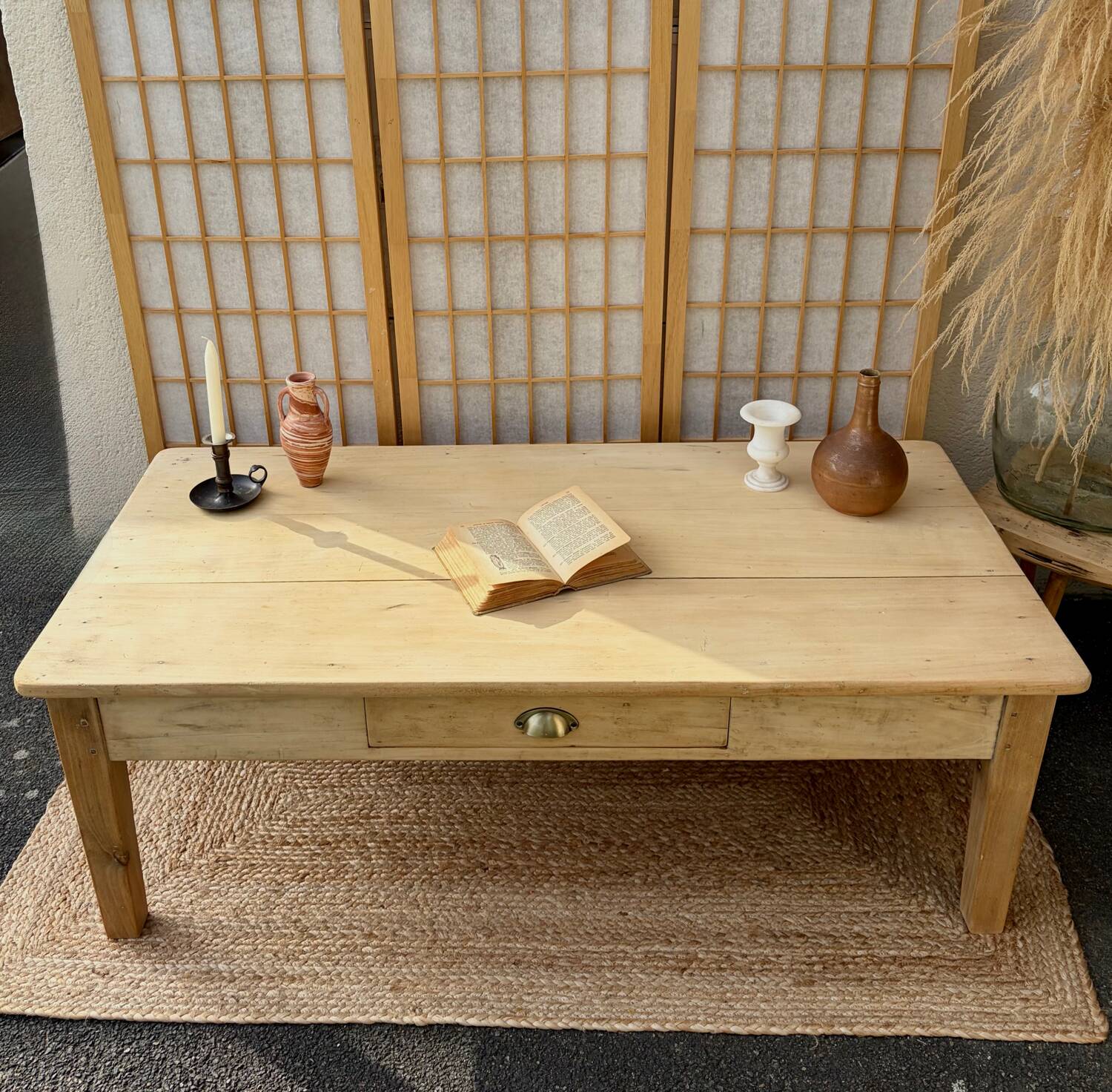 Raw wood coffee table