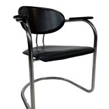 Set of four Effezeta Dining room chairs cantilever chrome 1980s made in Italy