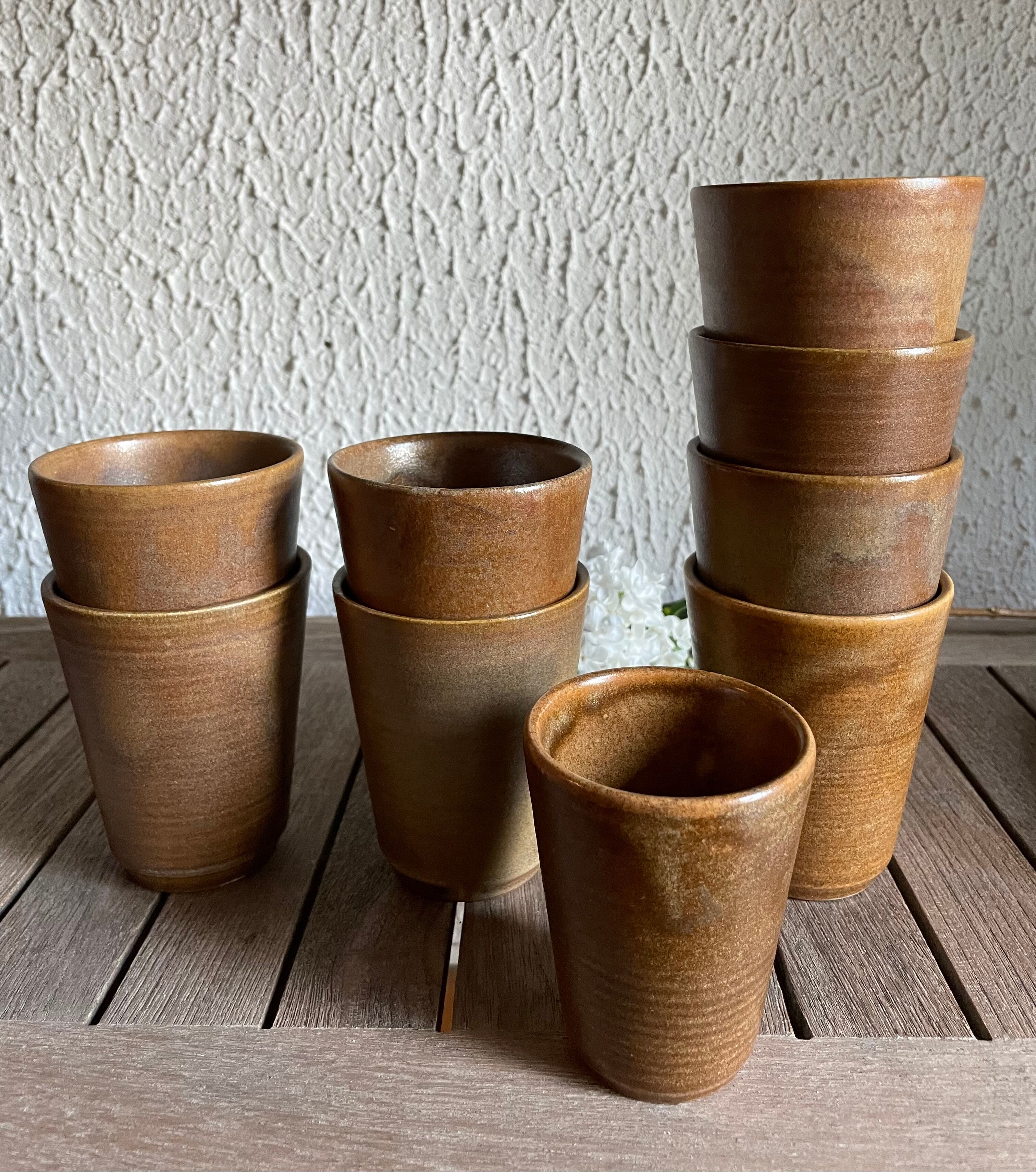 Set of 9 sandstone glasses from the Digoin manufacture