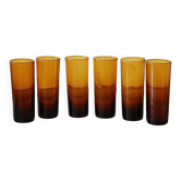 6 verres à liqueur / shooter ambrés vintage