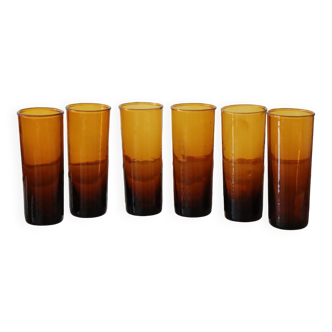 6 verres à liqueur / shooter ambrés vintage