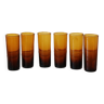 6 verres à liqueur / shooter ambrés vintage