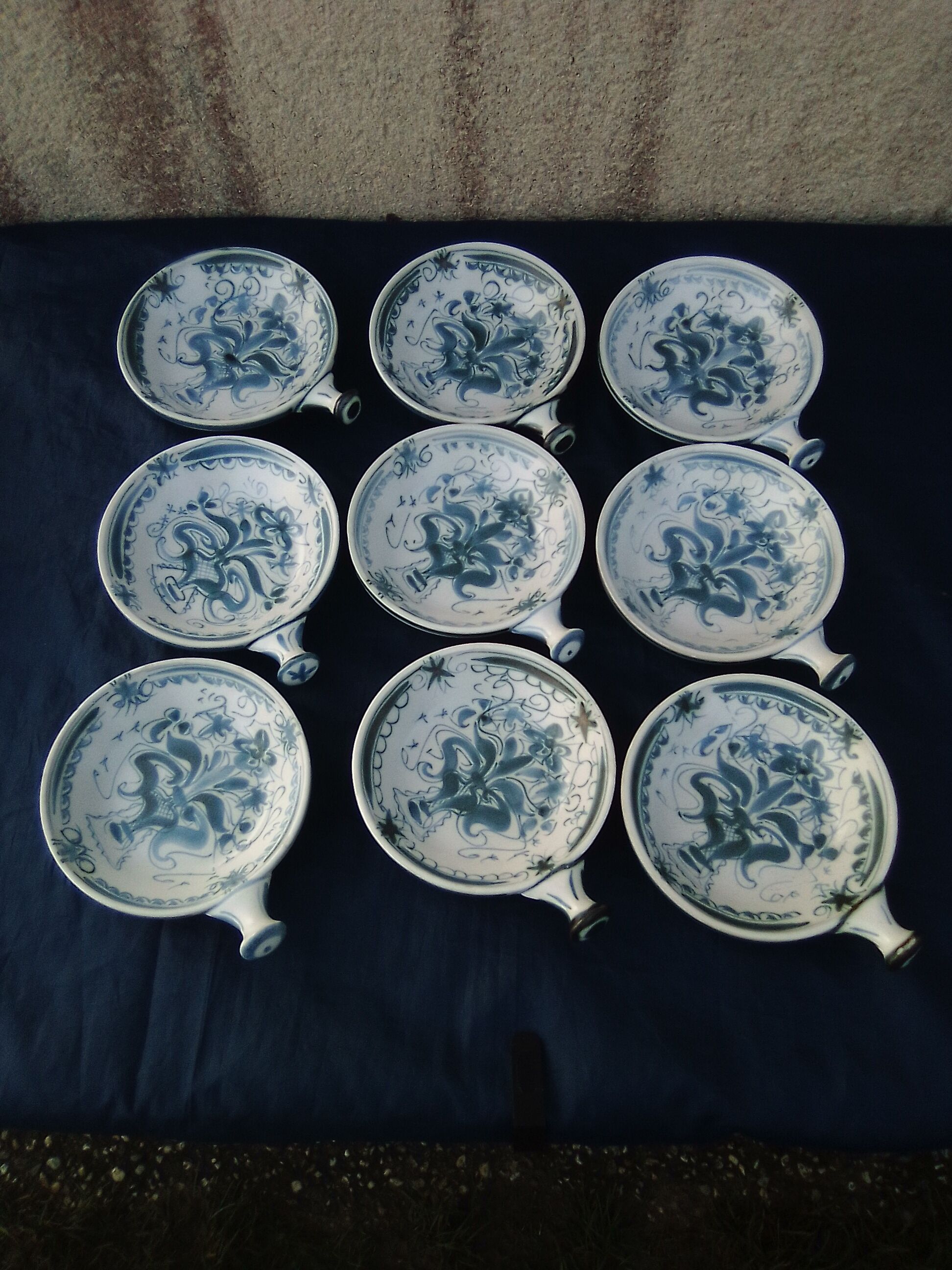 9 cassolettes in Quimper earthenware Keraluc diam 14.5 cm id&al cràme burned