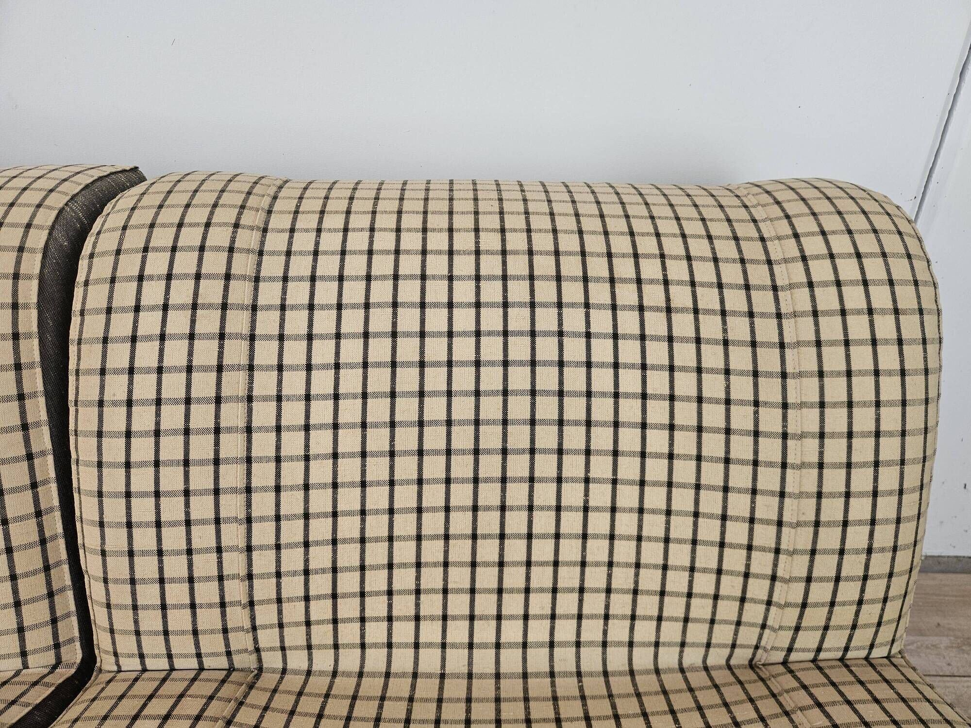 1970s modular sofa in plaid fabric