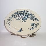 Oval serving dish in Gien earthenware model Bouquet, terre de fer
