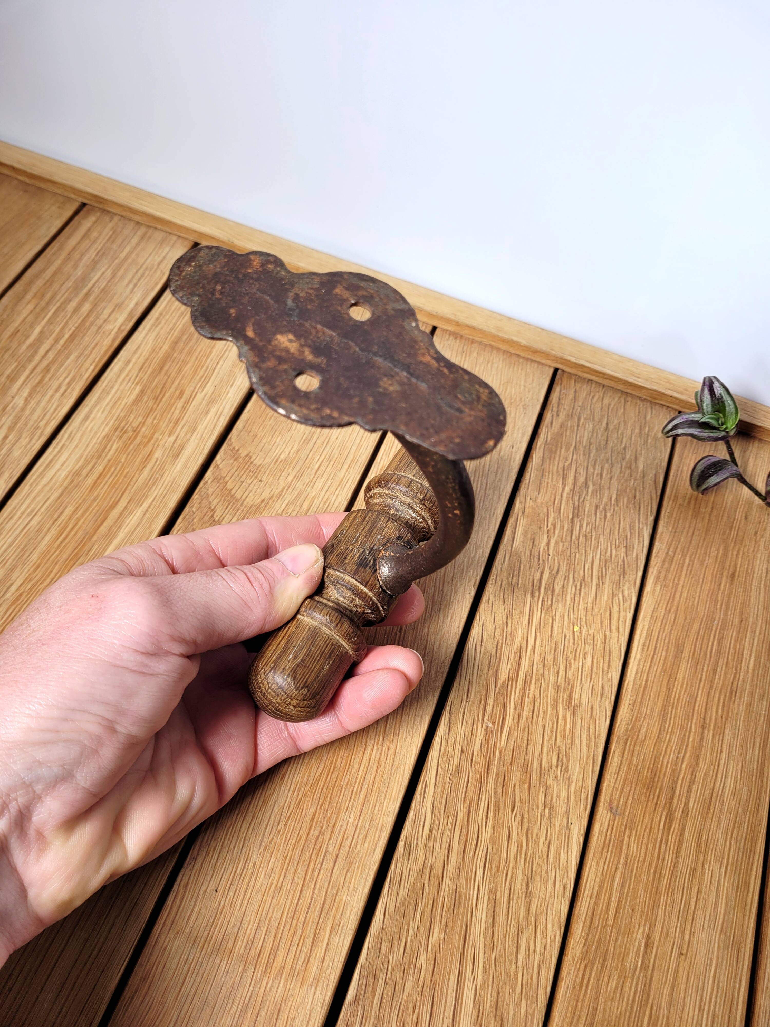 Old hook wrought iron wood