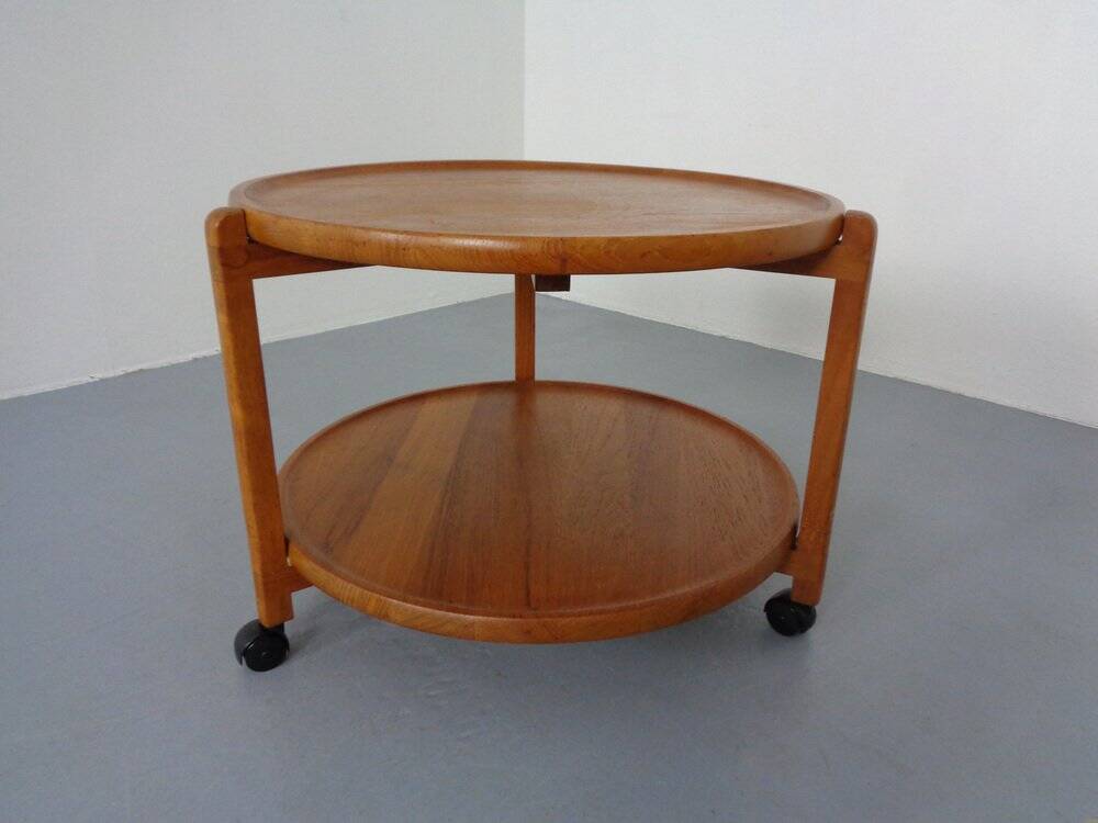 Danish Teak Bar Cart with Removable Tray, 1960s
