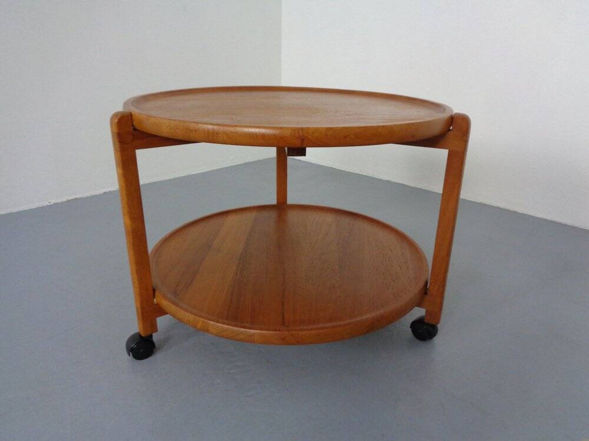 Danish Teak Bar Cart with Removable Tray, 1960s