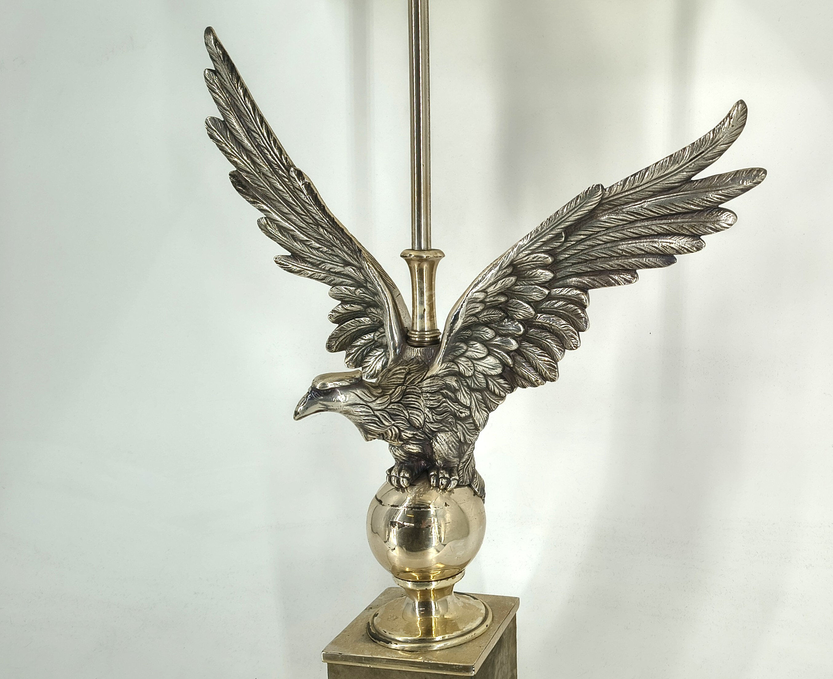 Pair of nickel eagle table lamps by Loevsky and Loevsky, 1970s