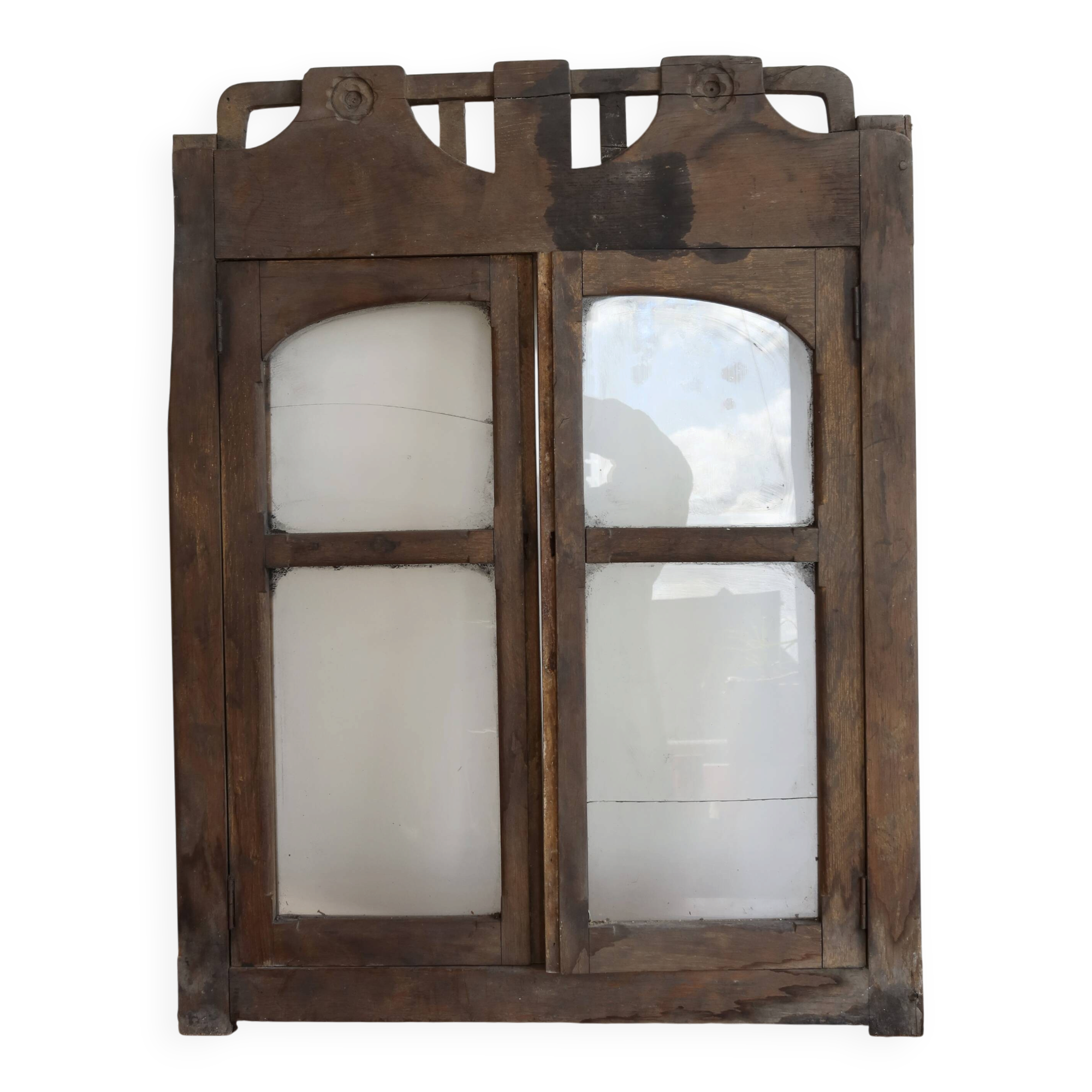 Old wooden double display window