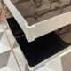 70s aluminum and glass side table