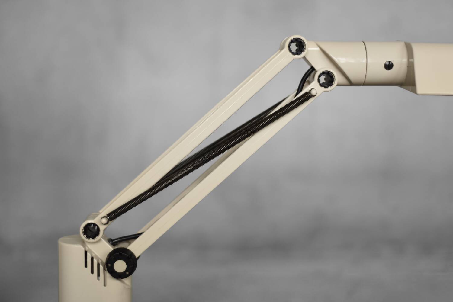 Beige plastic table lamp Lucifer, mid-century modern Scandinavian style.