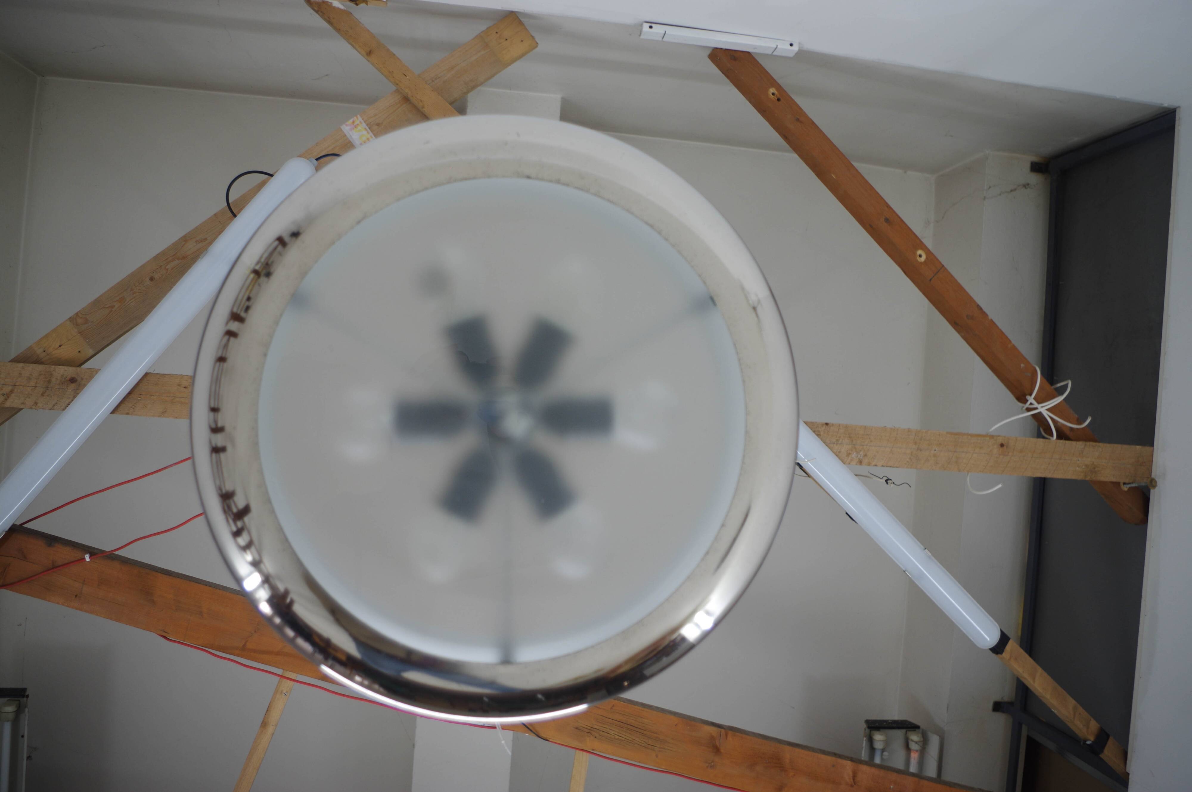 Bauhaus / Functionalist Nickel Chandelier UFO, 1930s, Restored