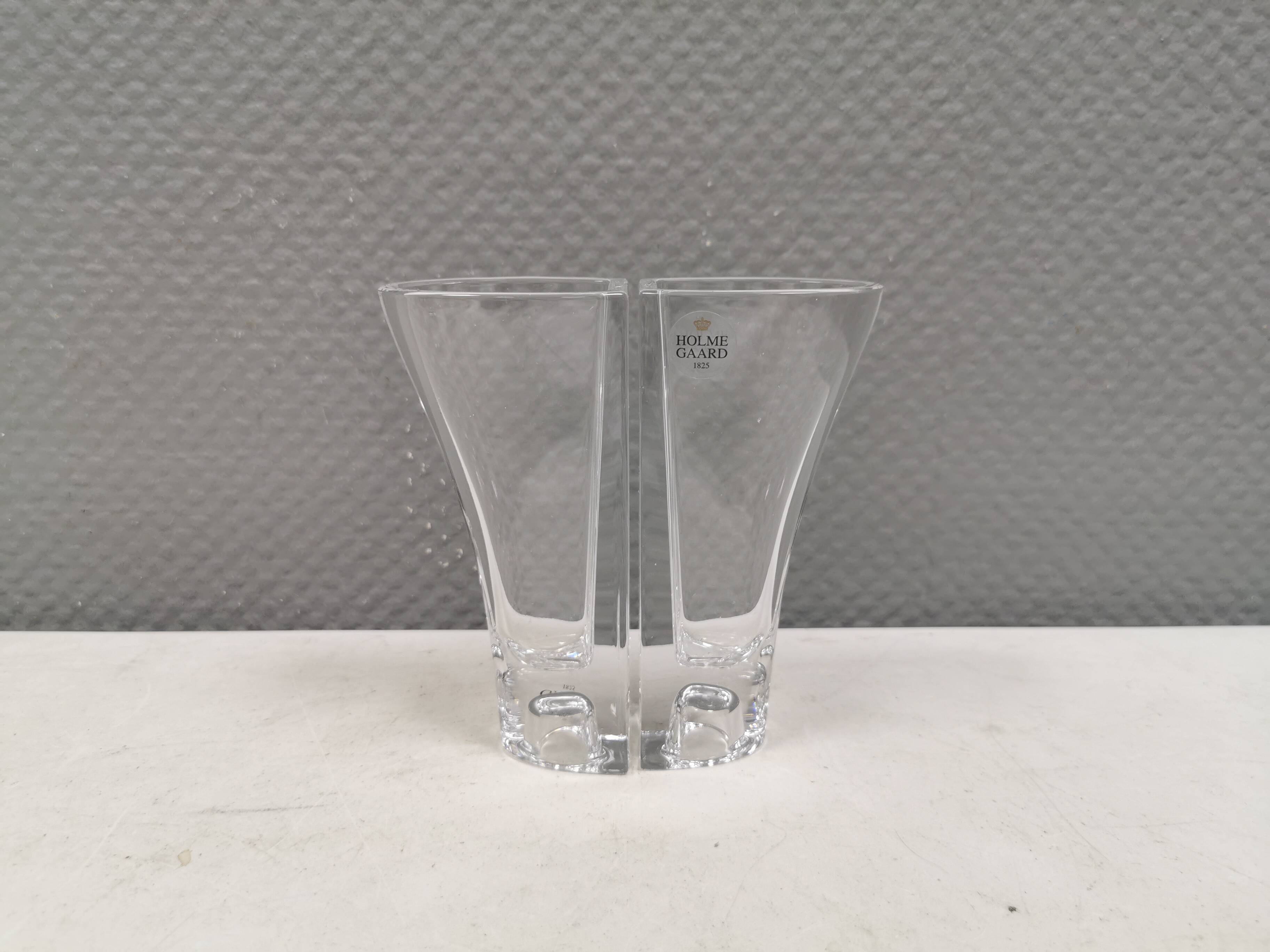 Vintage glass candlesticks/vases from the Danish Holmegaard glassworks.