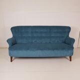 Artifort sofa petrol blue ribcord by Theo Ruth