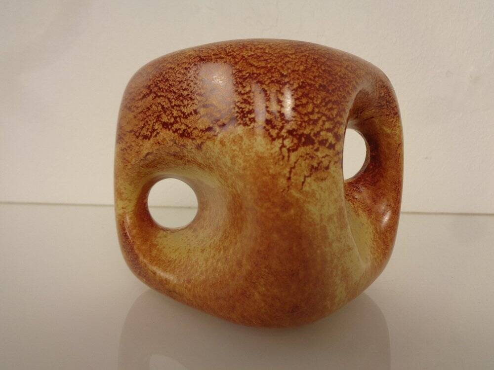 Italian ceramic cube vase by Roberto Rigon for Bertoncello, 1960s.