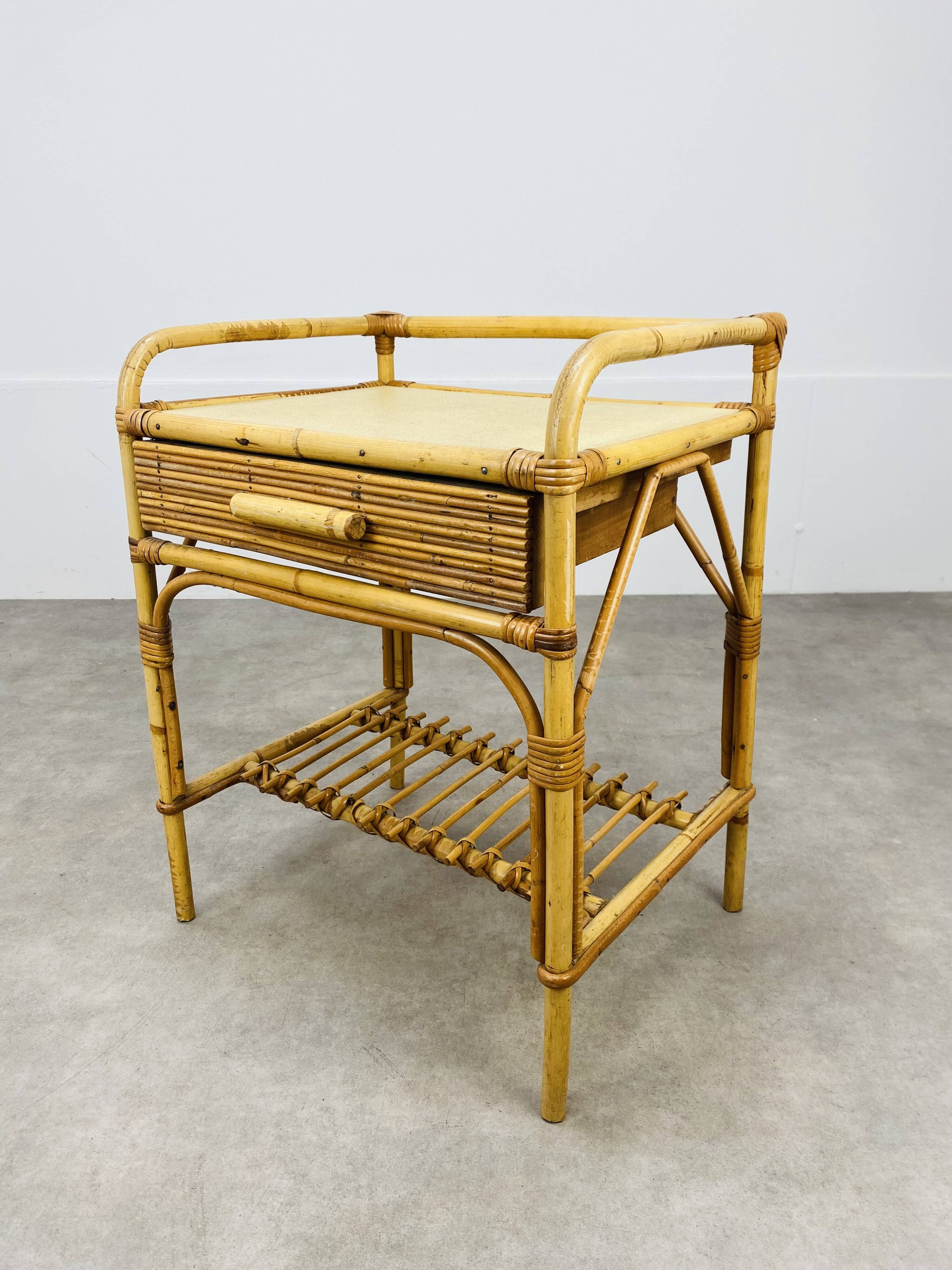 Vintage rattan bedside 60s