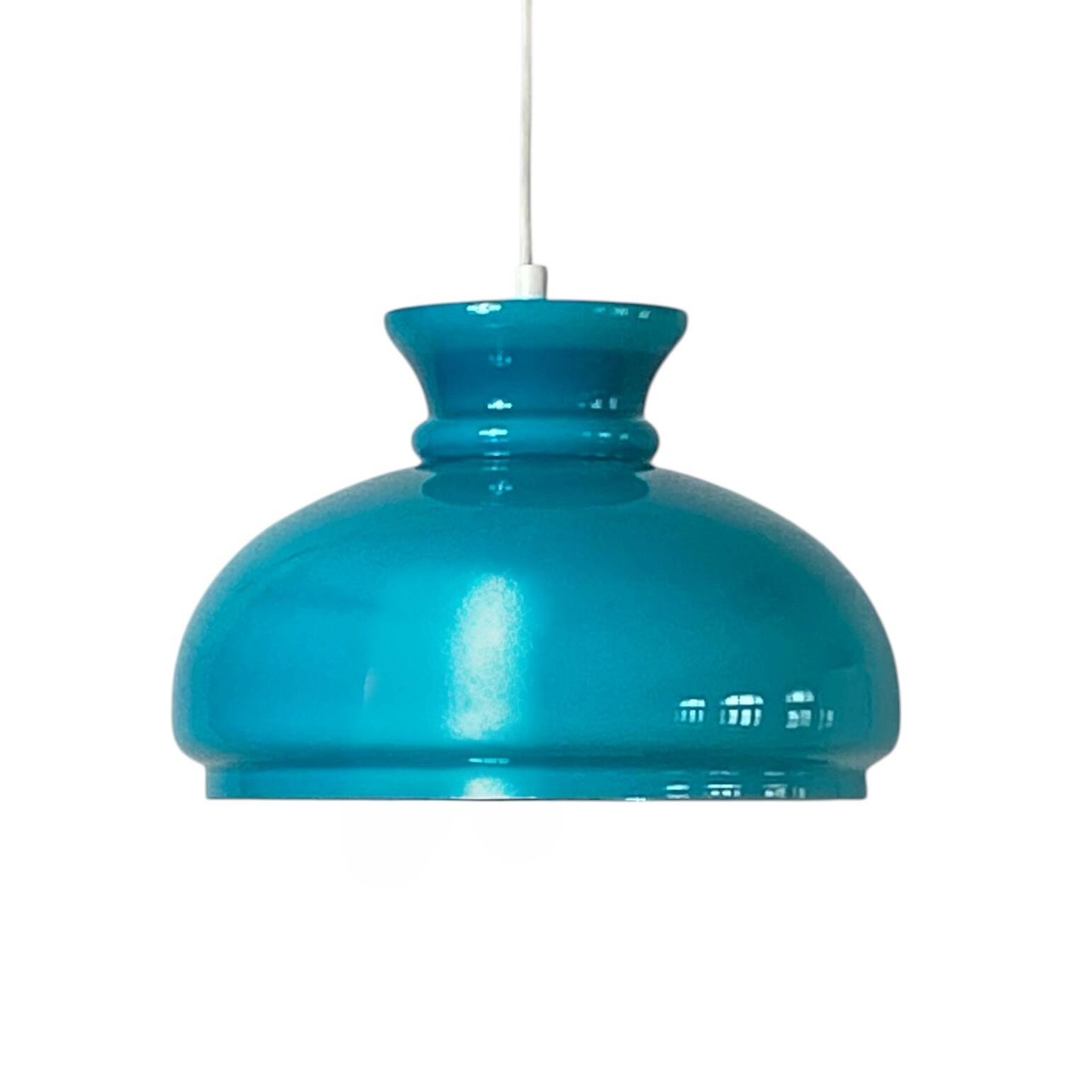 Large blue opaline glass pendant light 30 cm