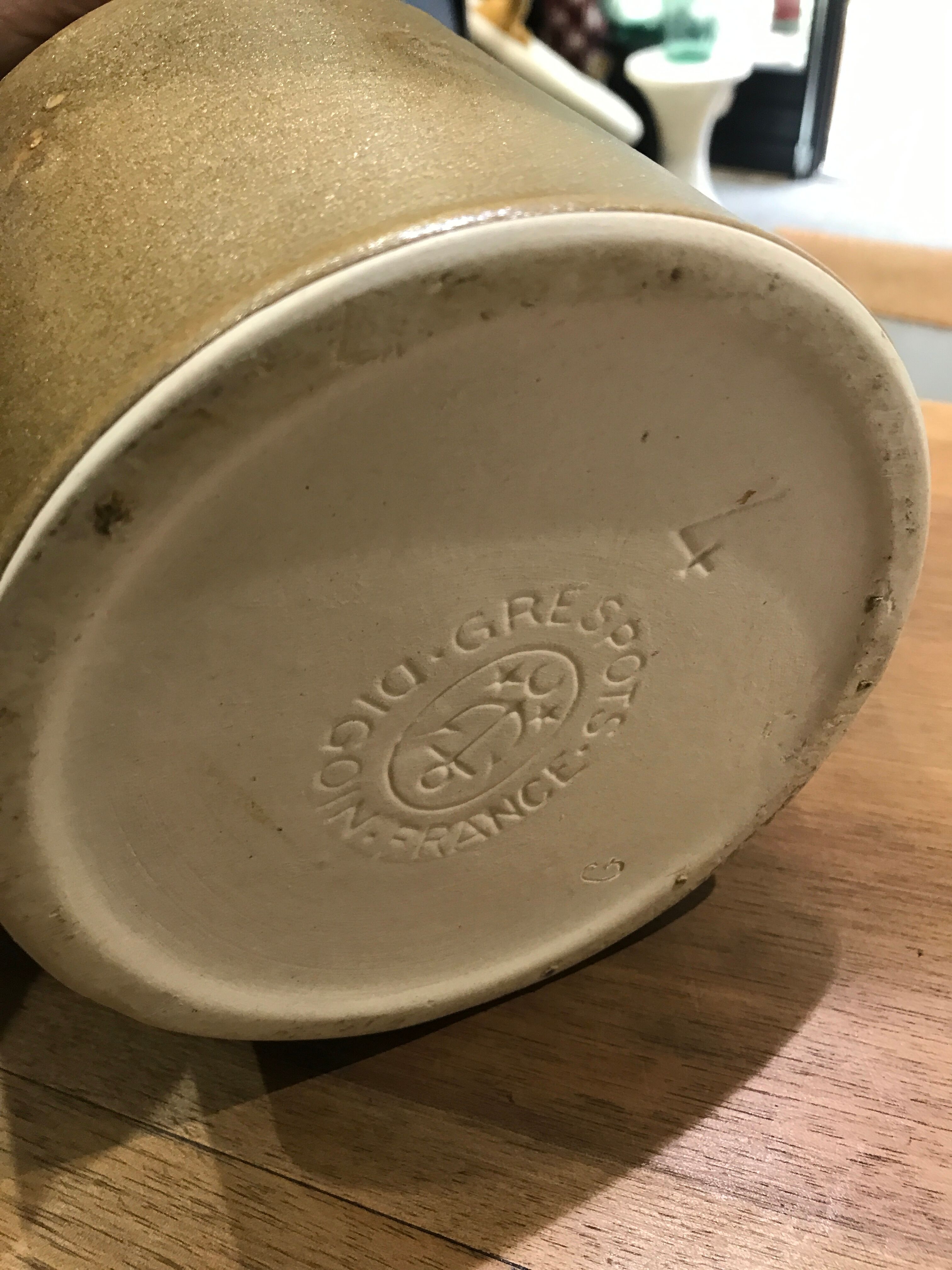 Vintage XL stoneware pitcher Manufacture Digoin