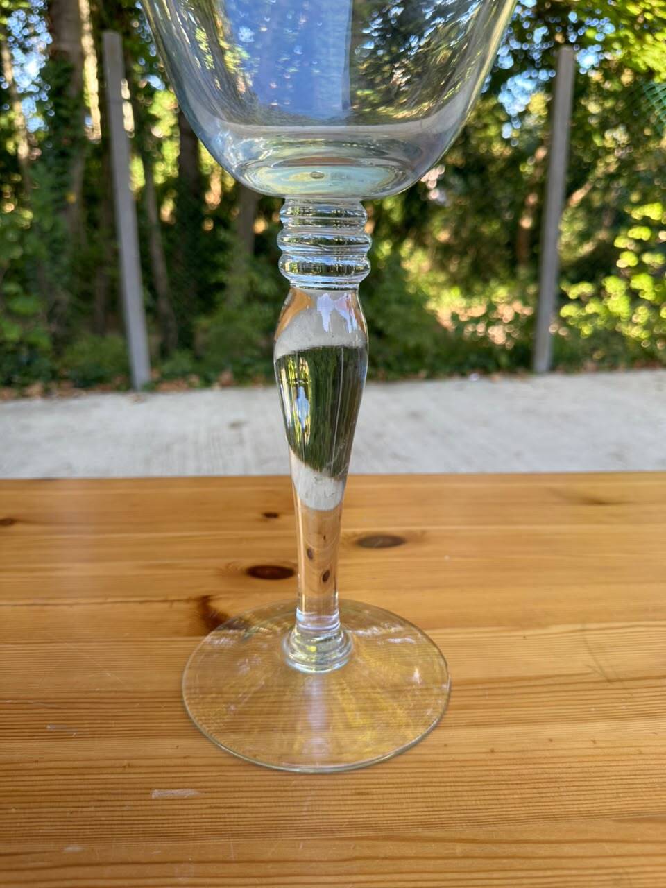 Large vase on a giant pedestal in transparent glass — Chalice style / Medic