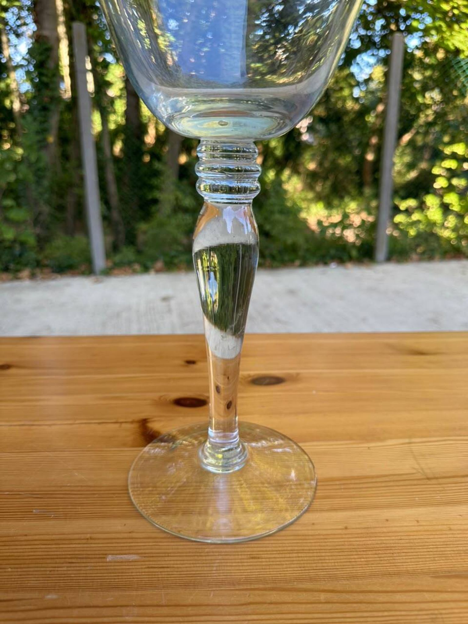 Large vase on a giant pedestal in transparent glass — Chalice style / Medic