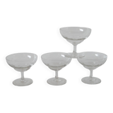 set of 4 engraved crystal champagne glasses 1950 8.5 x 10 cm