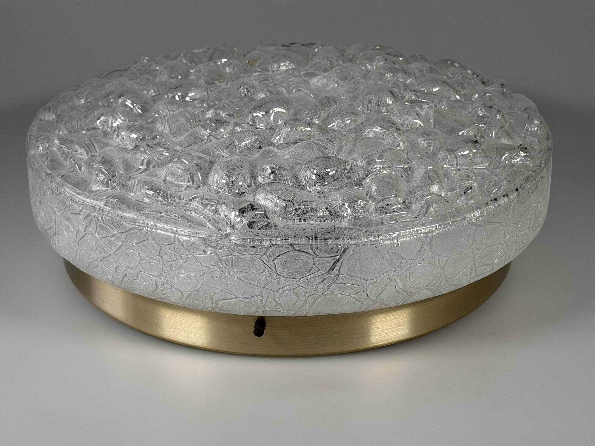 1960s 1970s Ceiling Lamp Ice Glass Doria Germany Space Age Design