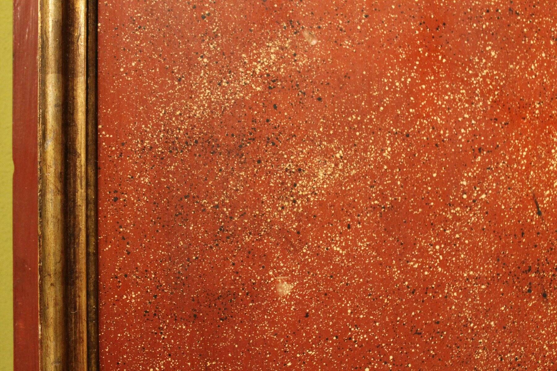 20th Century Italian Faux Red Porphyry Lacquered and Gilt Framed Wood Door