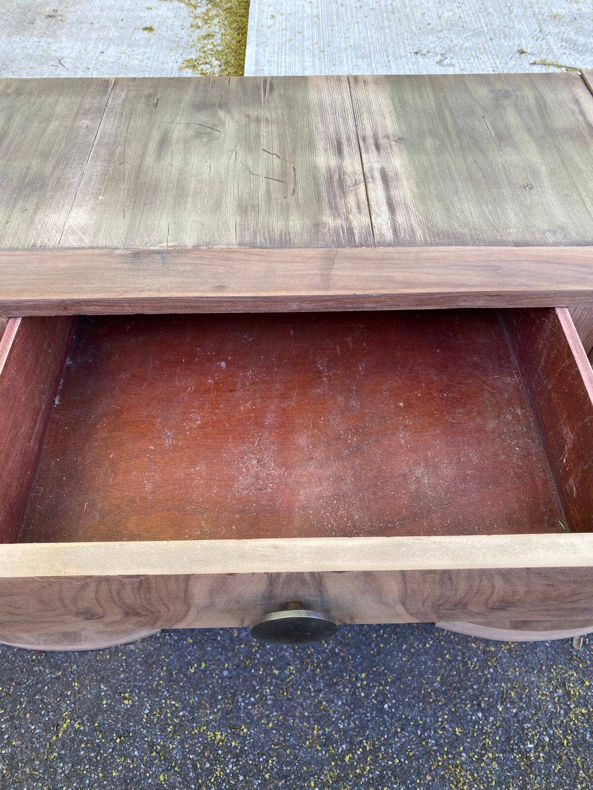 Art Deco vintage sideboard renovated in walnut burl, 1960.